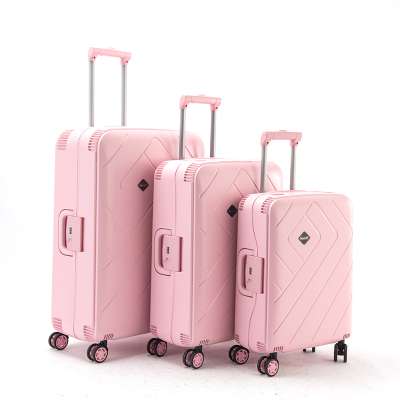 BUBULE In Stock Fashion Light Weight Pink Suitcase 3Pcs Luggage Set