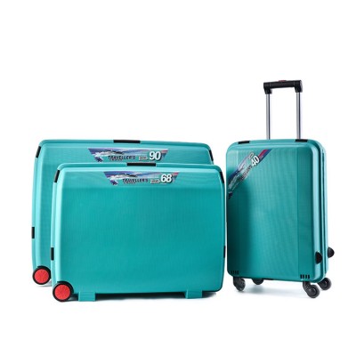 BUBULE 3 Pcs Large PP Travel Hard Shell Rolling Trolley Suitcases Luggage