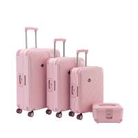 BUBULE 3 Piece Rolling Wheeled Hard PP Travel Hot Pink Custom Luggage Sets